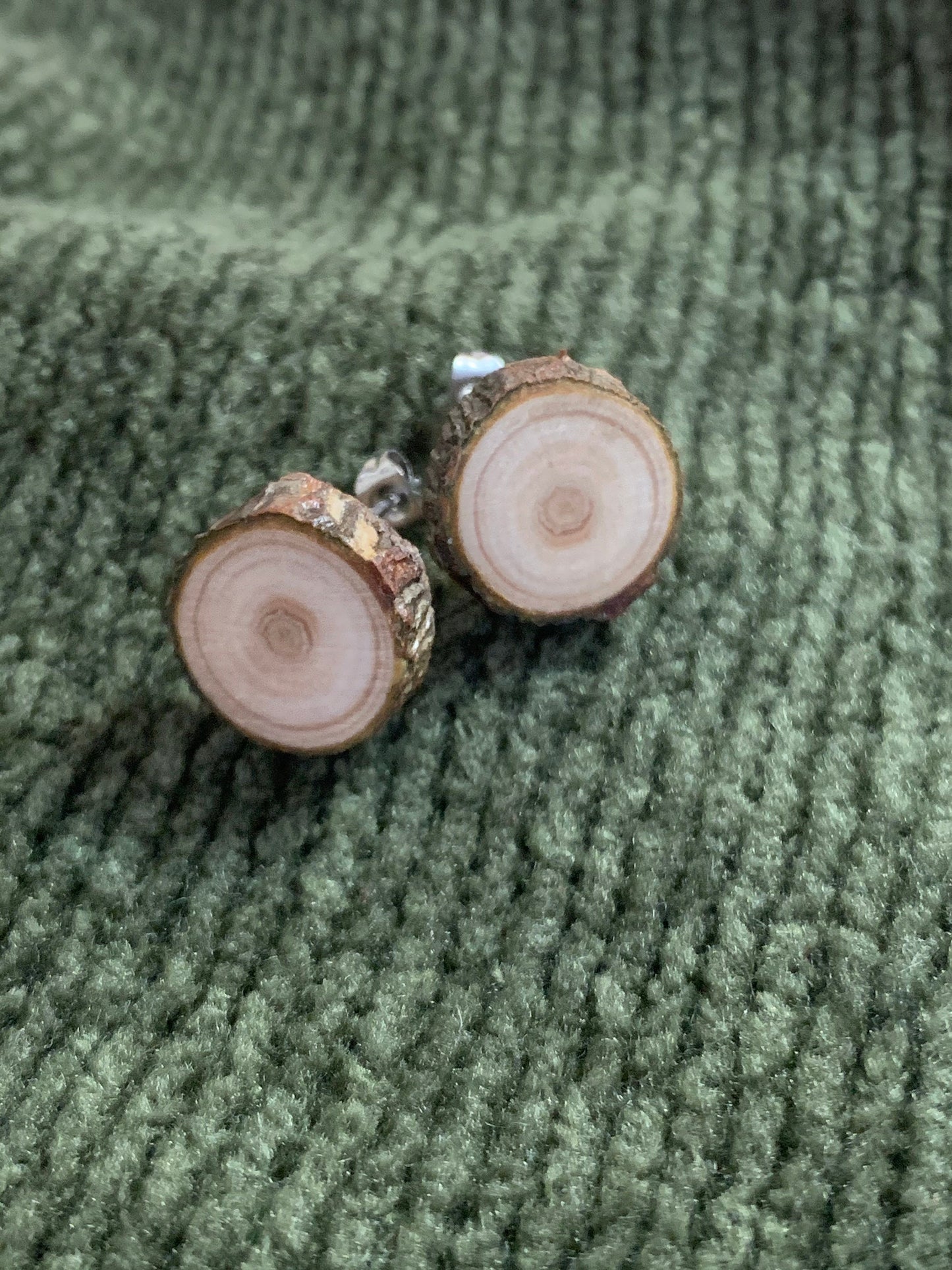 Wooden Stud Earrings, Pine