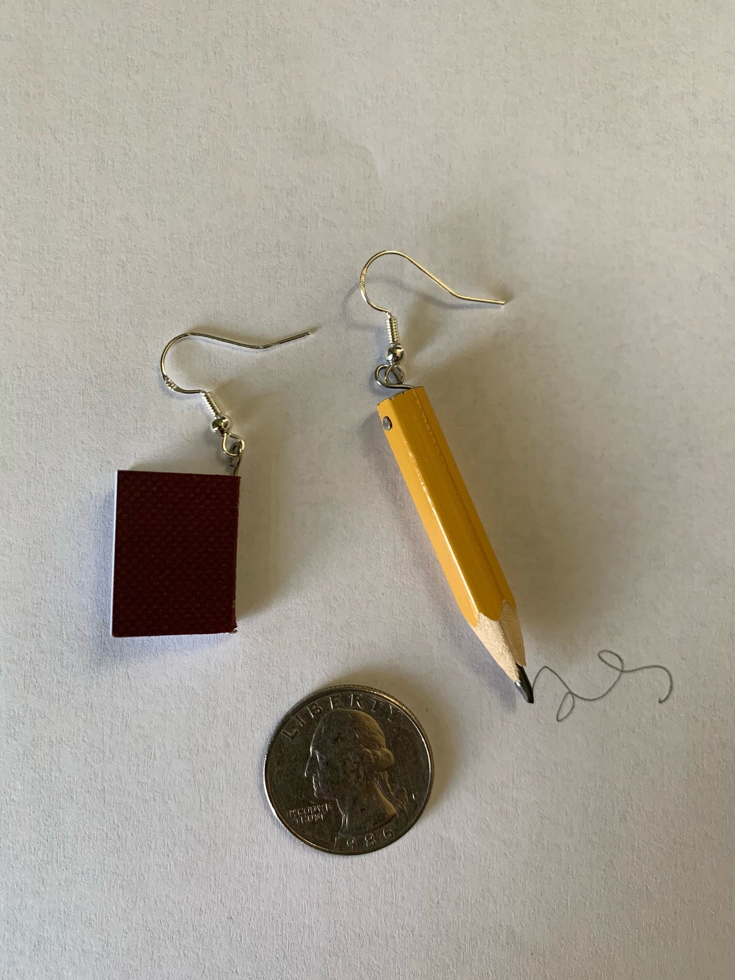 Mini Book and Pencil Earrings